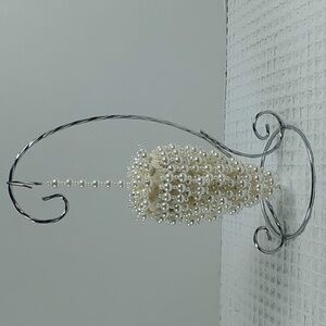 Hand Crafted Pearl/Sequin Beaded Hanging Ornament Made From Tea Diffuser